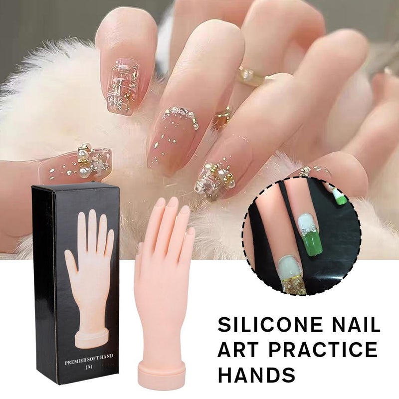 Flexible Bendable Nail Practice Hand for Acrylic Nails – Silicone Gel Skin-Tone Practice Hand with Removable Nails, Ideal for Beginners & Nail Art Enthusiasts - Image 2